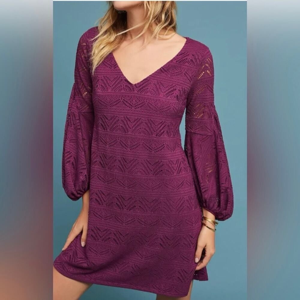 New Maeve x Anthropologie‎ Plum Purple Laila Lace Dress Size XS